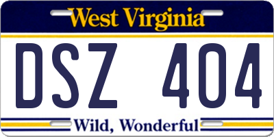 WV license plate DSZ404