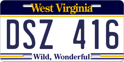 WV license plate DSZ416