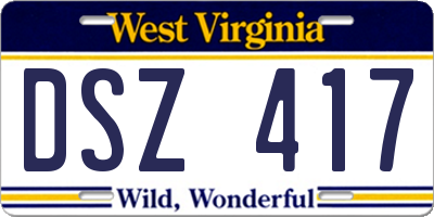 WV license plate DSZ417