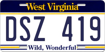 WV license plate DSZ419
