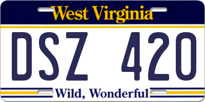 WV license plate DSZ420