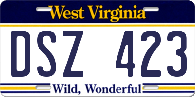WV license plate DSZ423