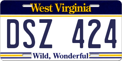 WV license plate DSZ424