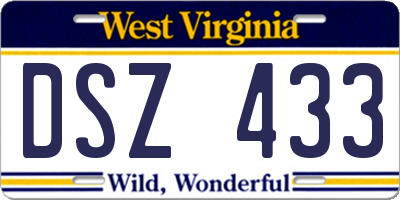 WV license plate DSZ433
