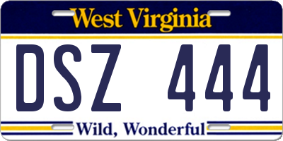 WV license plate DSZ444