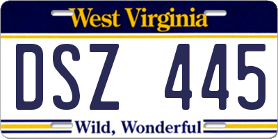 WV license plate DSZ445