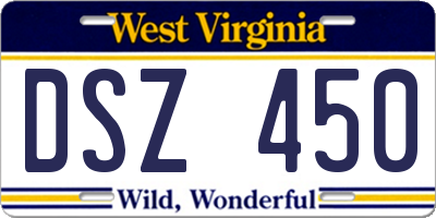 WV license plate DSZ450