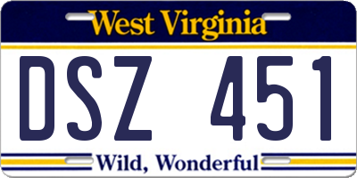 WV license plate DSZ451