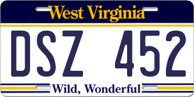 WV license plate DSZ452