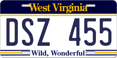 WV license plate DSZ455