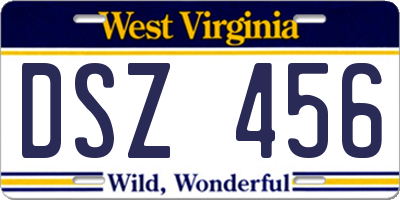 WV license plate DSZ456