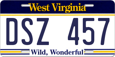 WV license plate DSZ457