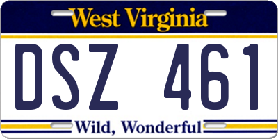 WV license plate DSZ461