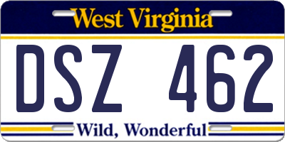 WV license plate DSZ462