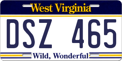 WV license plate DSZ465