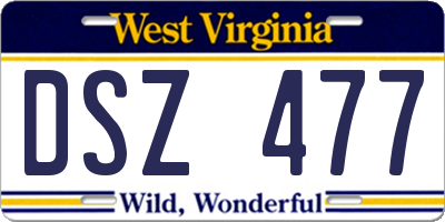 WV license plate DSZ477