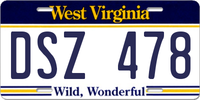WV license plate DSZ478