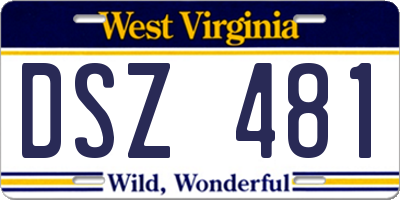 WV license plate DSZ481
