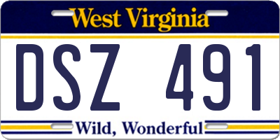 WV license plate DSZ491