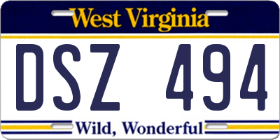 WV license plate DSZ494