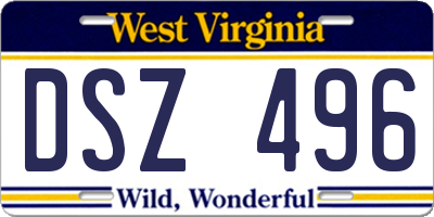 WV license plate DSZ496