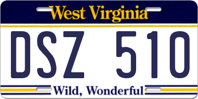 WV license plate DSZ510