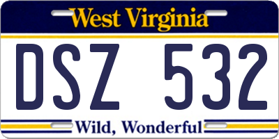 WV license plate DSZ532