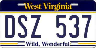 WV license plate DSZ537