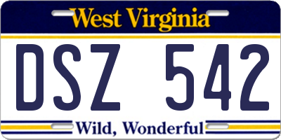 WV license plate DSZ542
