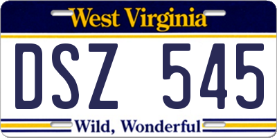 WV license plate DSZ545