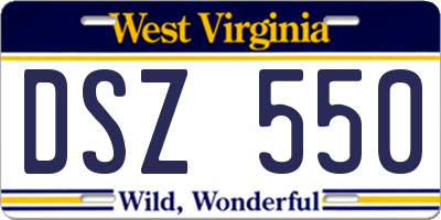 WV license plate DSZ550