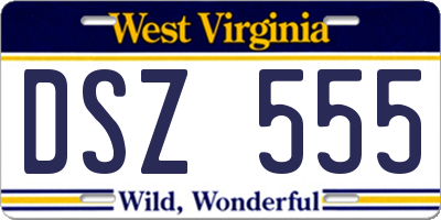 WV license plate DSZ555
