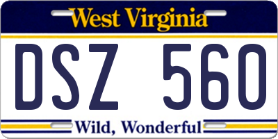 WV license plate DSZ560