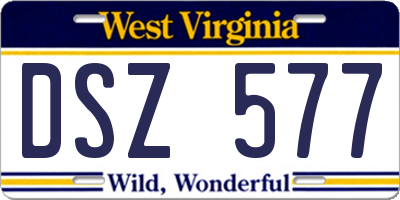 WV license plate DSZ577
