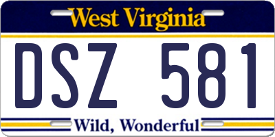 WV license plate DSZ581