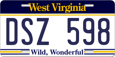 WV license plate DSZ598