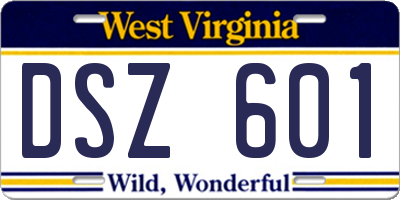 WV license plate DSZ601