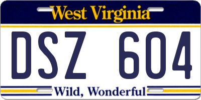 WV license plate DSZ604