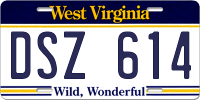 WV license plate DSZ614