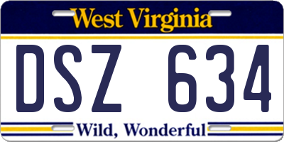WV license plate DSZ634