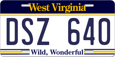 WV license plate DSZ640