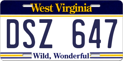 WV license plate DSZ647