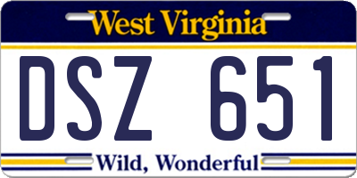 WV license plate DSZ651