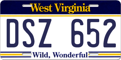 WV license plate DSZ652