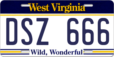 WV license plate DSZ666