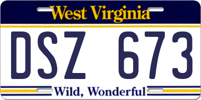 WV license plate DSZ673