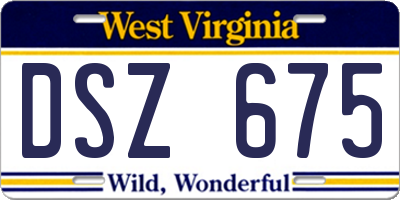 WV license plate DSZ675