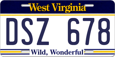 WV license plate DSZ678