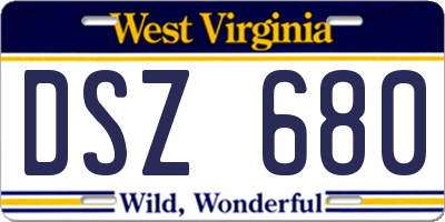 WV license plate DSZ680