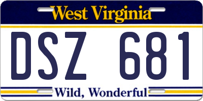WV license plate DSZ681